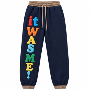 Pantalons de jogging en coton et polyester pour hommes, sur mesure, avec impression en relief et plusieurs options de tailles - Product Image 1