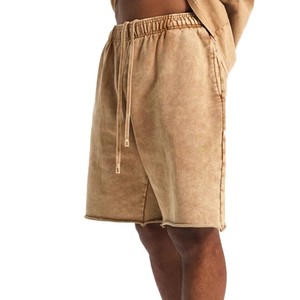 Shorts Bermuda en Coton Uni pour Homme, Taille Élastique, Style Délavé Décontracté, Taille Mi-Haute, Tissu Respirant, Fabricant OEM ODM - Product Image 2