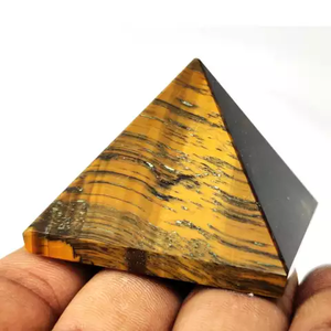 Pyramide en cristal d'œil de tigre naturel, figurine sculptée en pierre précieuse, pierre jaune, décoration pour la maison - Product Image 5