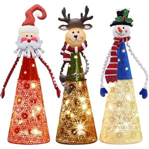 Set di Decorazioni Natalizie da Tavolo Illuminate, 3 Pezzi con Illuminazione LED per Interni, Babbo Natale, Pupazzo di Neve, Renna, Decorazioni per Feste Natalizie - Product Image 1