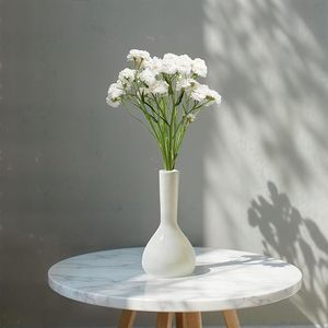 White <b>Ceramic</b> Glazed Minimalist <b>Vase</b> Custom Design Flower Vessel Modern Home Decor for Living Room - Product Image 6