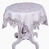 Nappe de table vintage en satin blanc brodée à la main avec dentelle florale, imperméable et personnalisable pour mariage, banquet ou réception