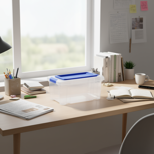 Scatole originali in plastica trasparente da 5 litri con coperchio e maniglia per l'organizzazione di casa e ufficio - Product Image 3