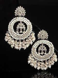 Pendientes Chandbali Kundan de Lujo con Cuentas, Joyería Tradicional India para Bodas, Pendientes Meenakari con Perlas Incrustadas para Mujer, Venta al Por Mayor - Product Image 5