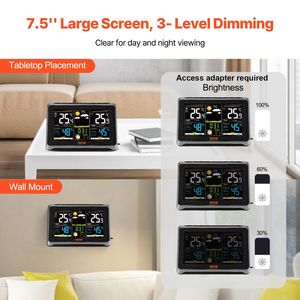 7.5 grande Display a colori Wireless digitale Home Weather Station per interni esterni Smart Home regolabile temperatura dell'orologio atomico - Product Image 4