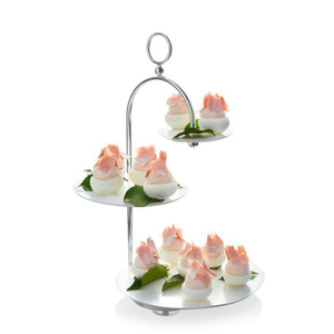 Support à gâteau rond à 2 niveaux en acier inoxydable, présentoir à desserts réutilisable, pour mariages et anniversaires, fournitures pour présentation de gâteaux - Product Image 3