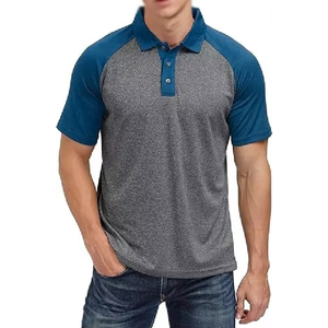 Polo à manches courtes pour homme, gris bleu, à blocs de couleur, tricoté, respirant, coupe décontractée - Product Image 6