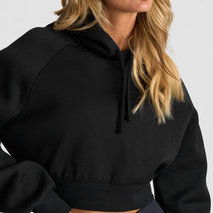 Sudadera con capucha corta 2025, ajustada, desgastada, estilo urbano, personalizada, oversize, al por mayor, de algodón polar, para invierno, transpirable por delante - Product Image 5