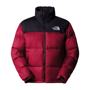 Veste d'hiver unisexe en duvet rouge coupe-vent décontractée coupe régulière à capuche avec fermeture éclair et logo frontal - Product Image 2