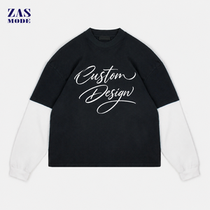 Custom Graphic Front <b>Logo</b> Men T-Shirt Contrast Sleeve O Neck Short Sleeve Knitted Cotton Regular Fit Casual Streetwear - Product Image 1