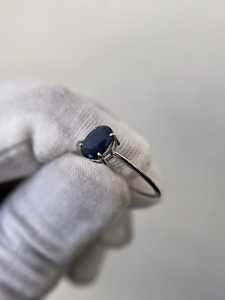 แหวนไพลินธรรมชาติสีน้ำเงินโบราณทรงรี แหวนหมั้นวินเทจสำหรับผู้หญิง เครื่องประดับ - Product Image 6