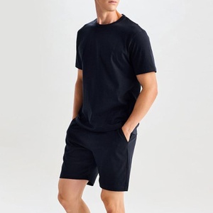 Ensemble T-shirt et short pour homme, vente en gros, tenue décontractée d'été deux pièces, couleur unie, streetwear, tenue de sport et de détente, direct usine - Product Image 4