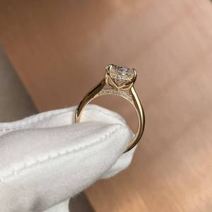 Bague en diamant synthétique de laboratoire de couleur E, taille ovale, certifiée IGI, or jaune, blanc ou rose 10K 14K 18K, bijoux classiques pour femmes - Product Image 6
