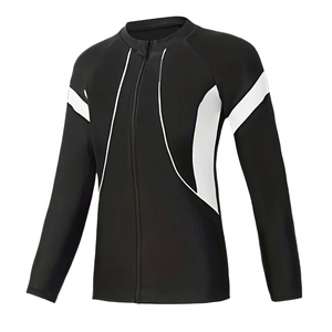 Mens <b>Compression</b> Jersey Full Zip Long Sleeve Rash Guard Slim Fit Moisture Wicking Breathable Printed Sports Set - Product Image 6