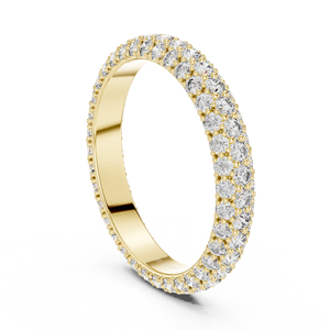 Anillo de Eternidad de Diamantes de Corte Redondo de Lujo, Oro Amarillo de 18K, Engaste Pavé de Varias Hileras, Anillo de Boda para Mujer - Product Image 1