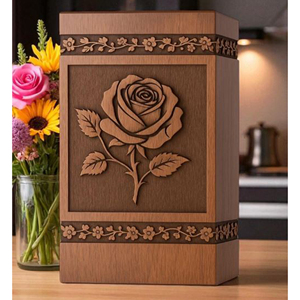 Urne funéraire en bois de rose gravée : Urne commémorative personnalisée, souvenir funéraire par AYAANS - Product Image 1