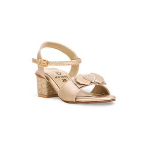 Girls' Golden <b>Heeled</b> <b>Sandal</b> Fancy Design KD7850 - Product Image 2