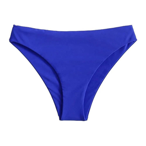 2026 Latest Women Blue Bandeau <b>Bikini</b> <b>Set</b> Two Piece Solid Color Spandex Nylon Swimwear Hipster Bottom Stretch Fit Regular Style - Product Image 3