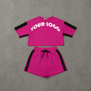 Conjuntos de Mujer Personalizados, 100% Algodón, Top Corto, Pantalones Cortos Tipo Biker, Conjunto Casual de Dos Piezas para Mujer 2026 - Product Image 3