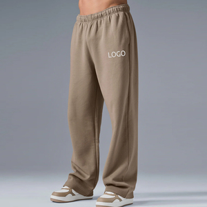 Regular Fit Wide Leg Canvas Mid Waist Spring Sweatpants Jogger Sweatwear Custom Logo Casual Sport Flare Pants Wholesale - Product Image 2