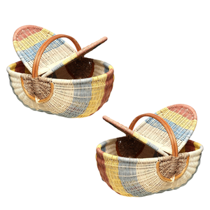 Cesta de Mimbre Natural Personalizable, Cesta de Picnic, Cesta para Almacenamiento de Alimentos, Tejida a Mano con Asas Resistentes - Product Image 1