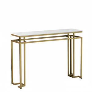 Table console rectangulaire moderne en marbre blanc, table d'appoint pour couloir, entrée, canapé, table de présentation, décoration intérieure, meubles de luxe en solde - Product Image 2