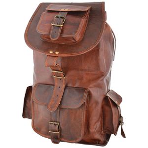 Sac à dos en cuir de buffle véritable ciré personnalisé, style minimaliste pour femmes, sac de voyage, d'école, de bureau, pour un usage quotidien - Product Image 1