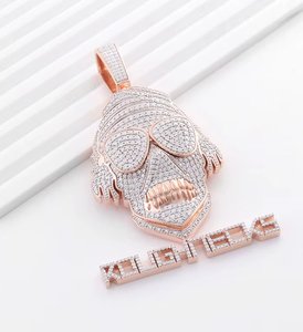 925 <b>Sterling</b> <b>Silver</b> Moissanite Pendant <b>Necklace</b> Rose Gold Plated Unisex Hip Hop Charm Pendant for Party - Product Image 4