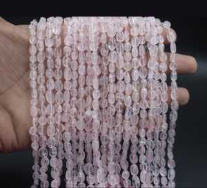 Perles ovales lisses et polies en quartz rose naturel, pierres précieuses roses pour la fabrication de bijoux, fournisseur en gros, vente en vrac, commerce B2B, exportation mondiale - Product Image 3
