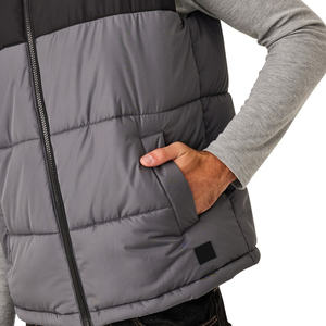 Chaleco Acolchado Reversible para Hombre, con Bloques de Color, Transpirable, Cuello Mao, Cortavientos, Informal, para Invierno, Negro, Gris, con Pedrería - Product Image 4