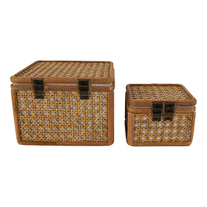 Large Rattan <b>Storage</b> Chest With Lid Wooden Frame Wicker <b>Storage</b> <b>Trunk</b> Set Handmade Decorative Organizer <b>Box</b> Home <b>Storage</b> - Product Image 5