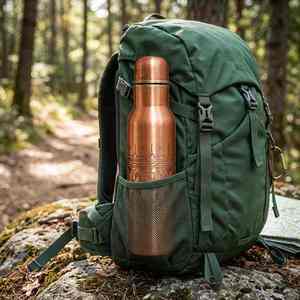 Engraved <b>Copper</b> Water Bottle Floral Design Ayurvedic Drink Bottle Reusable Wellness Travel <b>Kitchen</b> Home Hydration Gift - Product Image 3