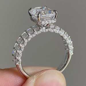 Luxury Moissanite 3CT Radiant And <b>Emerald</b> Cut Diamond Sparkly <b>Ring</b> Original 925 <b>Silver</b> Fine Wedding Party Jewelry for Bride - Product Image 3