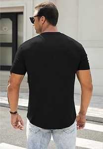 T-shirt pour homme à col montant, boutons sur le devant, motif uni, 100% coton, séchage rapide, manches courtes, fabriqué au Pakistan - Product Image 4