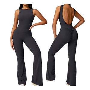 Combinaison de sport d'hiver sans couture tricotée et brodée, taille haute, col en V, sans manches, séchage rapide, en Spandex/Nylon, pour le fitness - Product Image 5