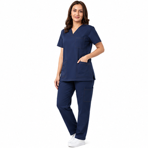 Ensemble d'uniformes médicaux personnalisés pour femmes en tissu tricoté Spandex/Polyester – Haut et pantalon confortables – Service OEM – Vente en gros - Product Image 6