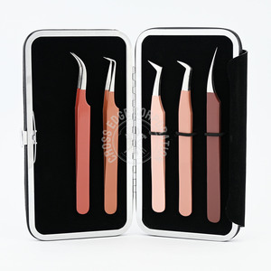 Top Quality Lash Extension Tweezers Volume Eyelash Extensions Fiber Grip Tweezer Set for Applying False Eyelashes 12cm Handle - Product Image 1