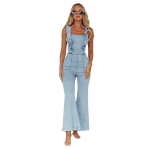 Combinaison en jean sans manches pour femme, coupe large, vêtements décontractés, mode, fournisseur en gros OEM ODM - Product Image 4