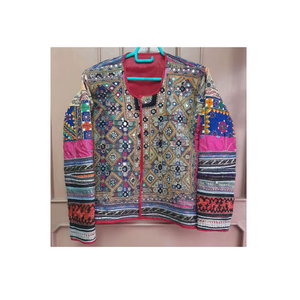 Unique Piece Hand Embroidered Mirror Work Design Cotton Fabric Banjara Jackets - Product Image 1