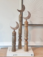 Ensemble de sculptures en bois en forme de croissant de lune, naturelles et artisanales, décorations de table pour le Ramadan et l'Aïd, ornements arabes islamiques pour la maison, vente en gros