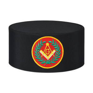 Gorra de masón maestro de alta calidad con corona negra y diseño bordado de brillaña y compás, tela premium personalizada - Product Image 1