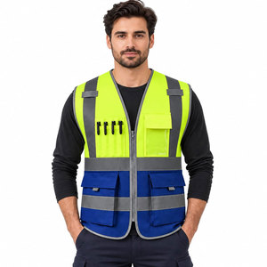 Gilet de travail pour homme en tissu réfléchissant sur mesure, 5 poches dimensionnelles, respirant, de qualité supérieure, pour la sécurité au travail - Product Image 2