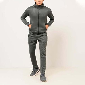 Survêtement gris à capuche pour homme, fermeture éclair intégrale, coupe décontractée, polyester, vêtements d'automne avec poches latérales - Product Image 3