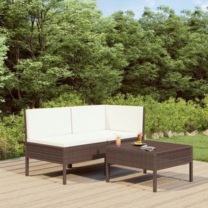 Set di Mobili da Giardino in Rattan PE Marrone a 3 Pezzi, Design Modulare Moderno - Product Image 1