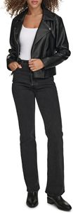 Women's Black Genuine Leather Moto Jacket With <b>Zipper</b> Closure Spread Collar Full Sleeve Autumn Style - Product Image 4