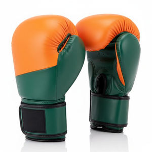 Gants d'entraînement de boxe en PU vert et orange avec fermeture Velcro pour adultes, vente en gros, gants de sparring absorbant les chocs - Product Image 1