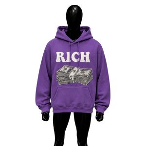 Sudadera con capucha morada para hombre, con estampado de letras, estilo casual, con bolsillo canguro, a la moda, precio al por mayor, disponible en varios tamaños. - Product Image 1