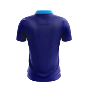 เสื้อโปโลคริกเก็ตสีน้ำเงินกรมท่าสำหรับผู้ชาย แขนสั้น แบบซับลิเมชั่น เสื้อกีฬาสำหรับฝึกซ้อมและแข่งขัน ชุดกีฬาประสิทธิภาพสูง - Product Image 2