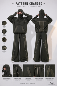 Custom Women Oversized Hoodie With Mask <b>Set</b> Wide Leg Pants Casual Fleece Two Piece Lounge <b>Set</b> OEM Supplier. - Product Image 2