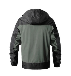 OEM Custom Waterproof Windproof Summer Outdoor <b>Running</b> Black Hooded Windbreaker <b>Jacket</b> with Stand Collar Zipper Closure for <b>Men</b> - Product Image 3